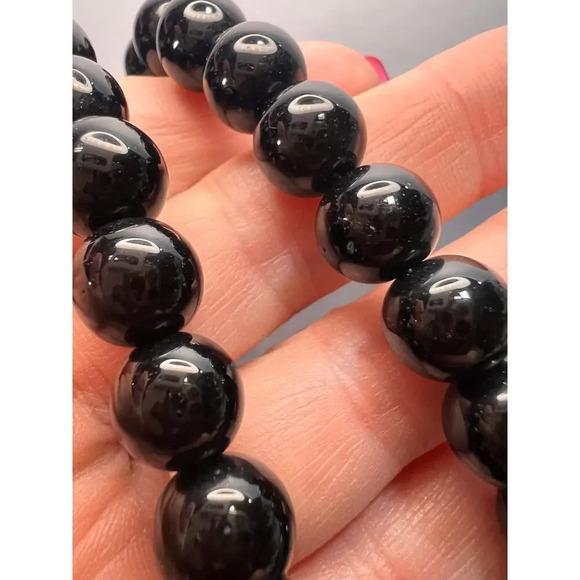 10mm Black Onyx necklace with sterling silver clasp *NEW* - Picture 4 of 11